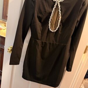 Fashion Nova Black Backless Dress with Crystal Accents
